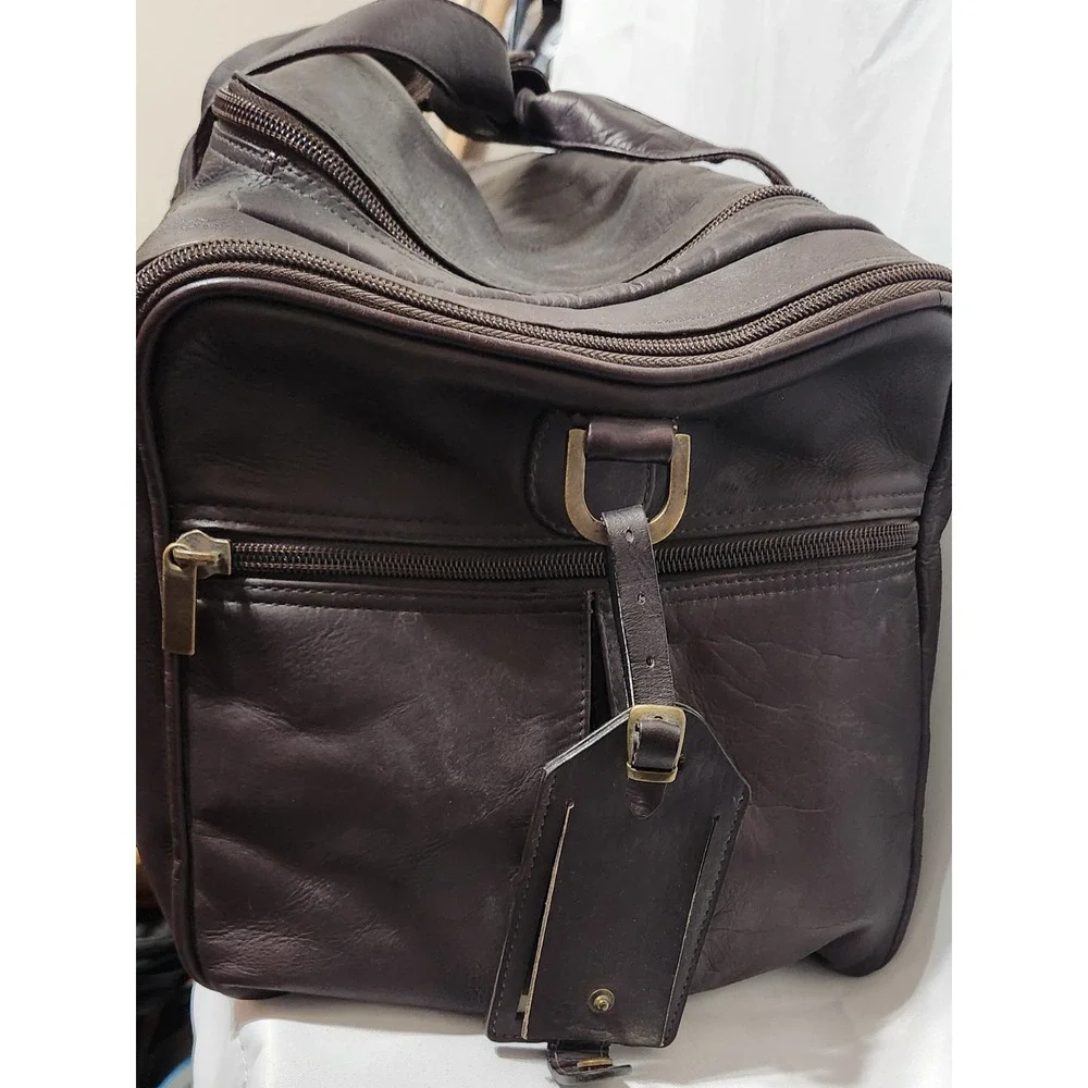 Links Kings Brown Leather Duffel Bag Travel Weekend Carry On Brass Hardware